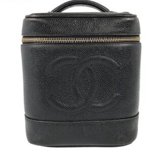 CHANEL Black Leather Cosmetic Case